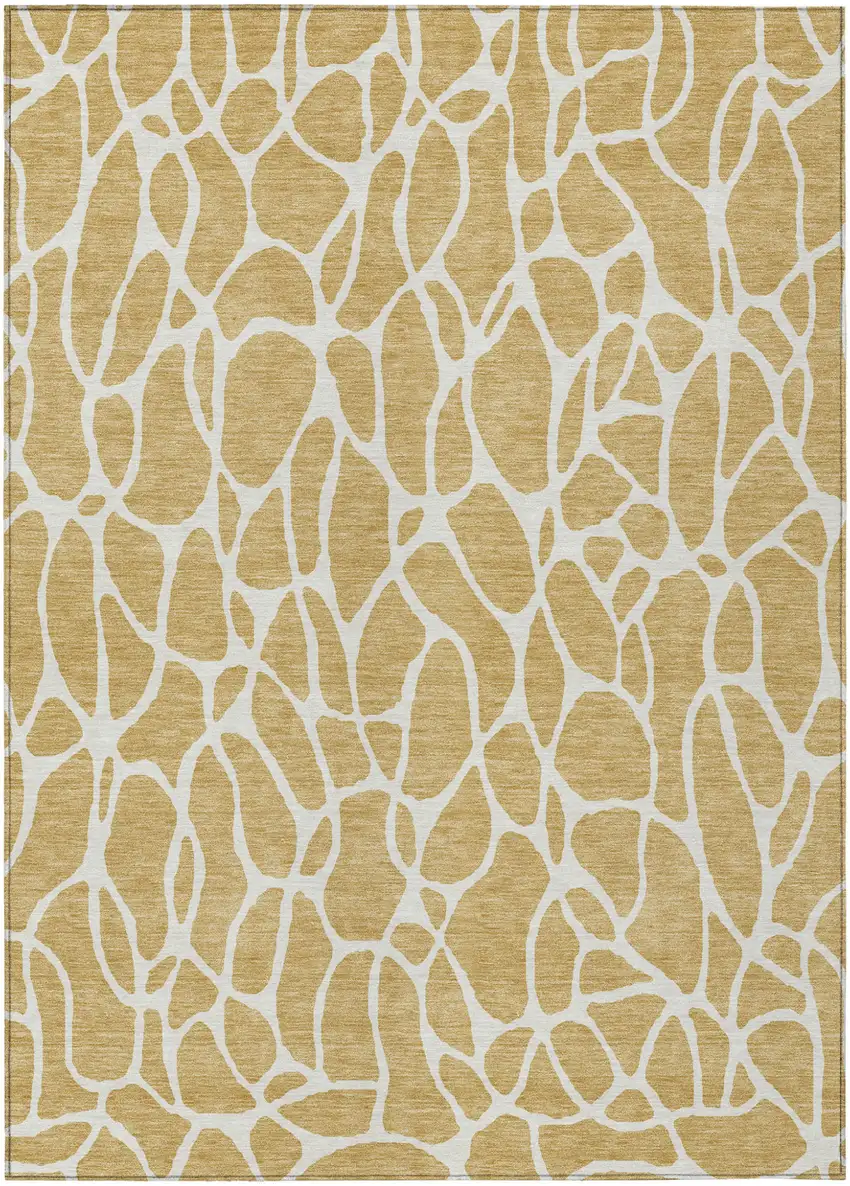 Gold And Ivory Geometric Washable Indoor Outdoor Area Rug Photo 2