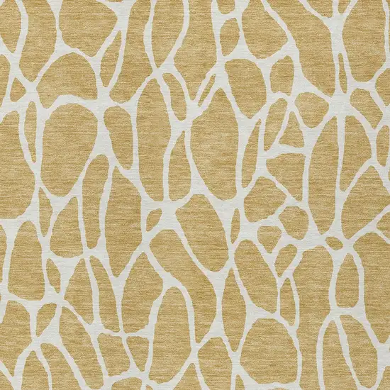 Gold And Ivory Geometric Washable Indoor Outdoor Area Rug Photo 6