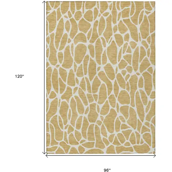 Gold And Ivory Geometric Washable Indoor Outdoor Area Rug Photo 3