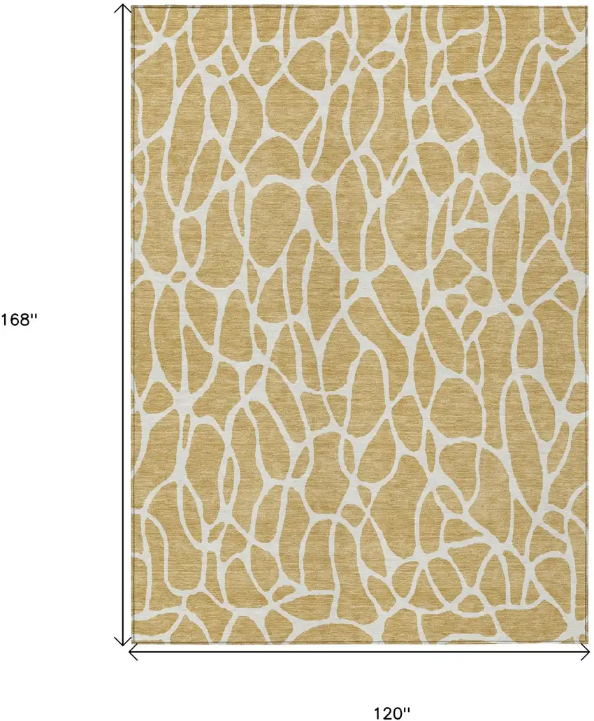 Gold And Ivory Geometric Washable Indoor Outdoor Area Rug Photo 3