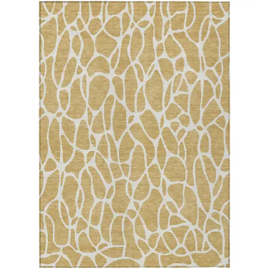 Gold And Ivory Geometric Washable Indoor Outdoor Area Rug Photo 2