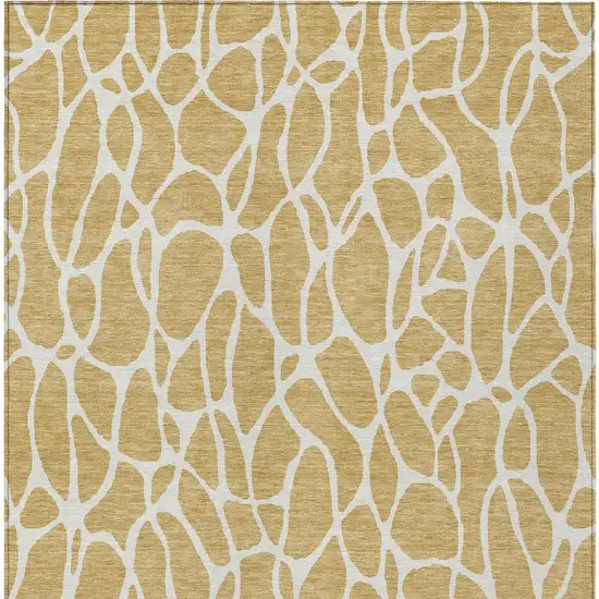 Gold And Ivory Geometric Washable Indoor Outdoor Area Rug Photo 7