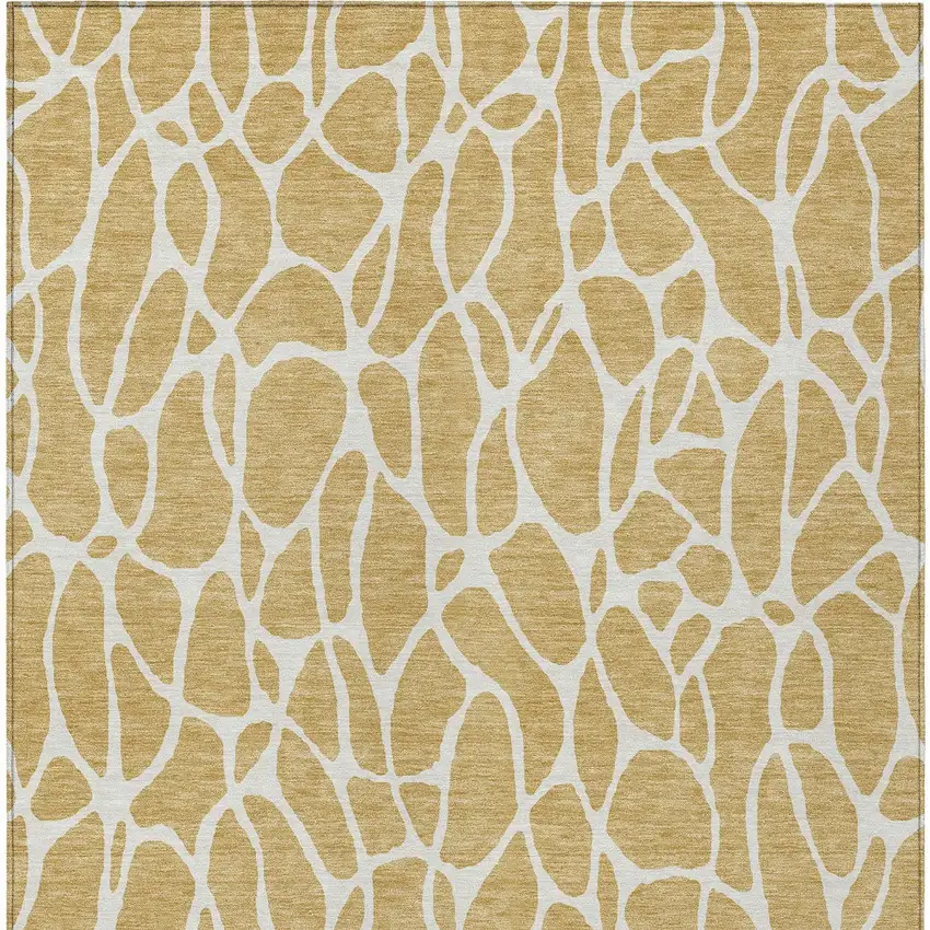 Gold And Ivory Geometric Washable Indoor Outdoor Area Rug Photo 7