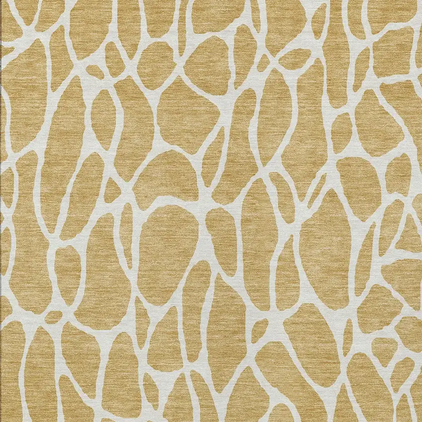 Gold And Ivory Geometric Washable Indoor Outdoor Area Rug Photo 6