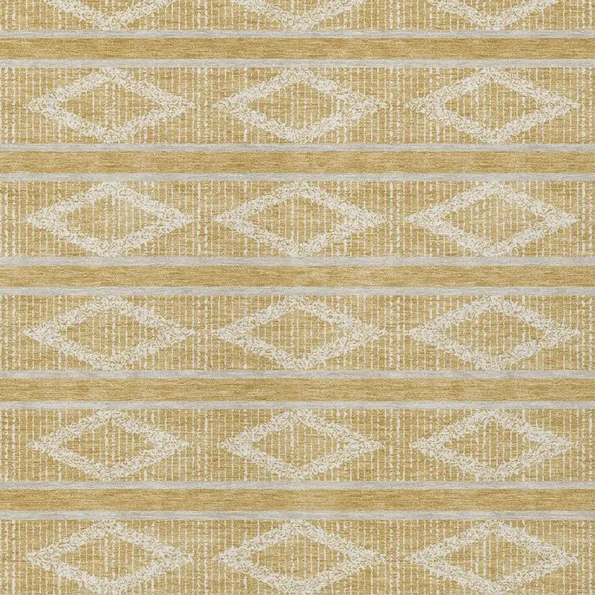 Gold And Ivory Geometric Washable Indoor Outdoor Area Rug Photo 6