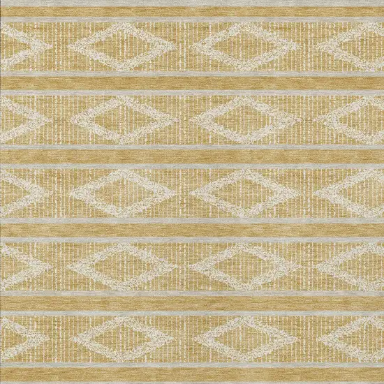 Gold And Ivory Geometric Washable Indoor Outdoor Area Rug Photo 6
