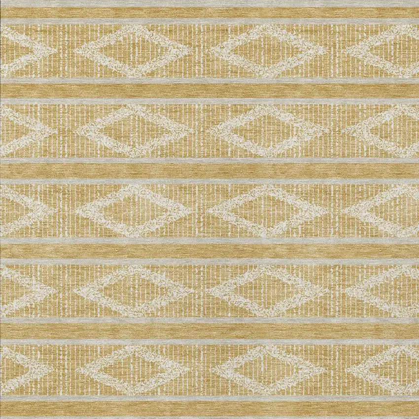 Gold And Ivory Geometric Washable Indoor Outdoor Area Rug Photo 6