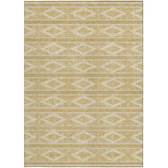 Gold And Ivory Geometric Washable Indoor Outdoor Area Rug Photo 7