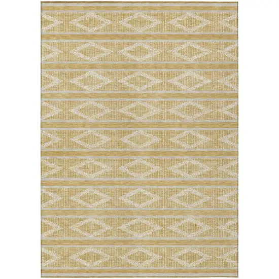 Gold And Ivory Geometric Washable Indoor Outdoor Area Rug Photo 2