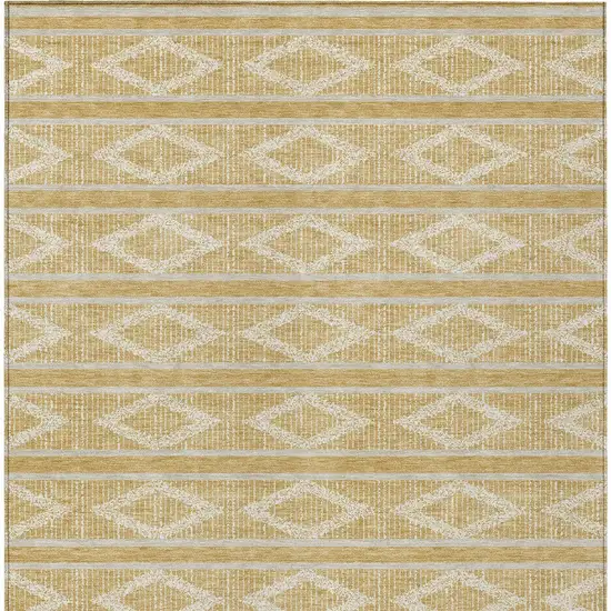Gold And Ivory Geometric Washable Indoor Outdoor Area Rug Photo 6