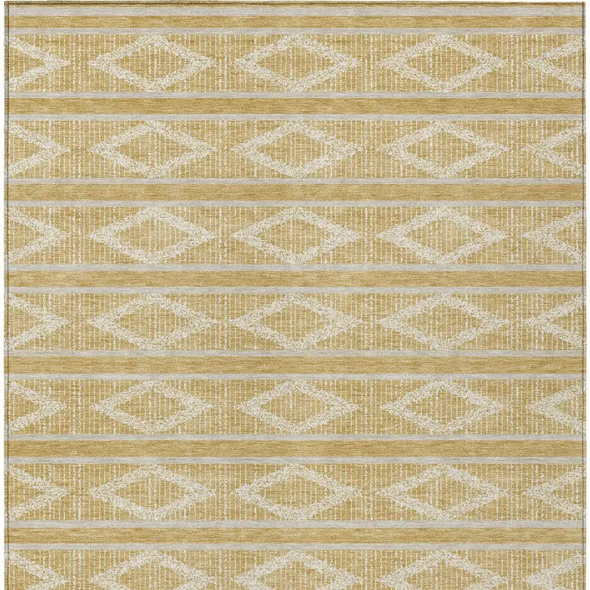 Gold And Ivory Geometric Washable Indoor Outdoor Area Rug Photo 6