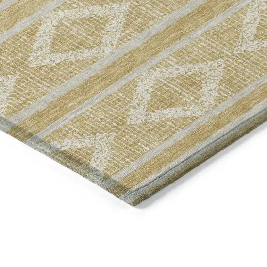 Gold And Ivory Geometric Washable Indoor Outdoor Area Rug Photo 5