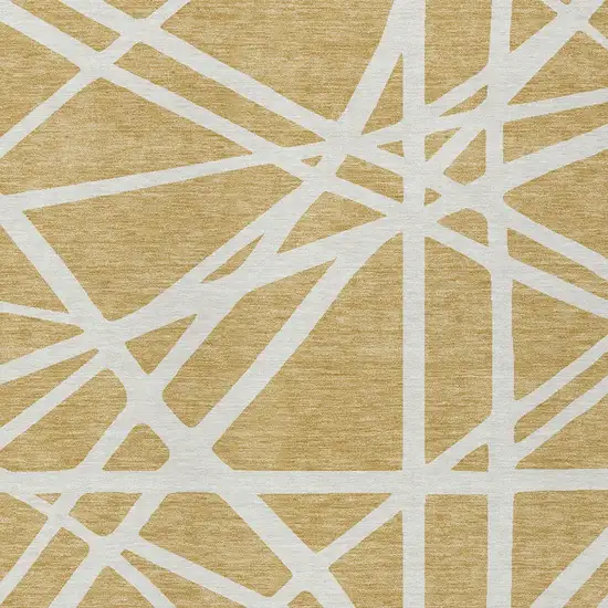 Gold And Ivory Geometric Washable Indoor Outdoor Area Rug Photo 6