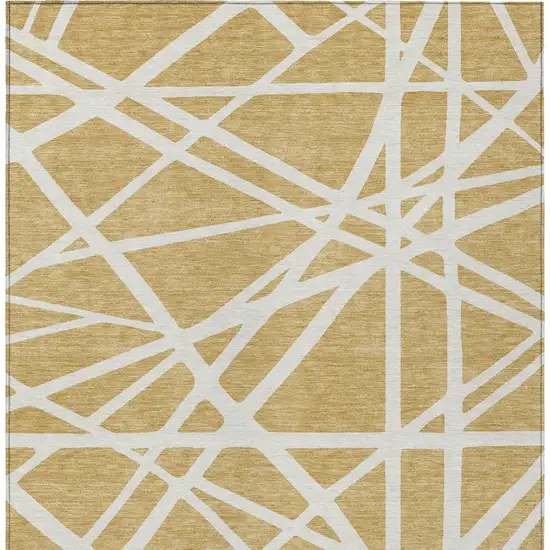 Gold And Ivory Geometric Washable Indoor Outdoor Area Rug Photo 7
