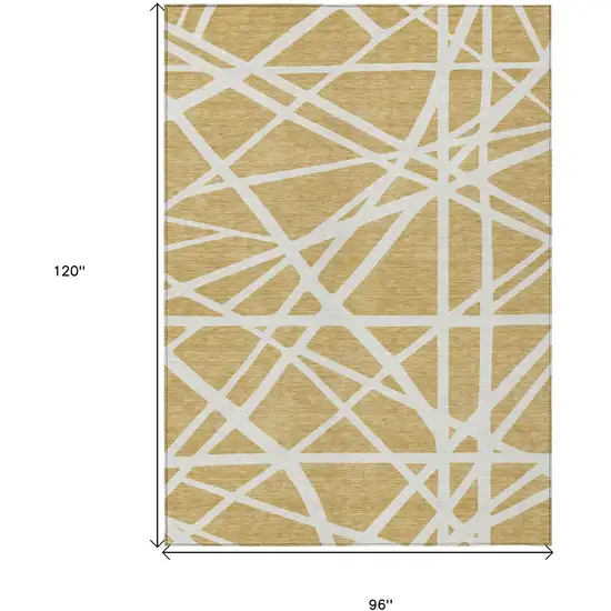 Gold And Ivory Geometric Washable Indoor Outdoor Area Rug Photo 3