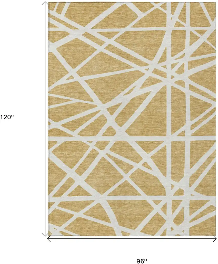Gold And Ivory Geometric Washable Indoor Outdoor Area Rug Photo 3