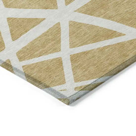 Gold And Ivory Geometric Washable Indoor Outdoor Area Rug Photo 5