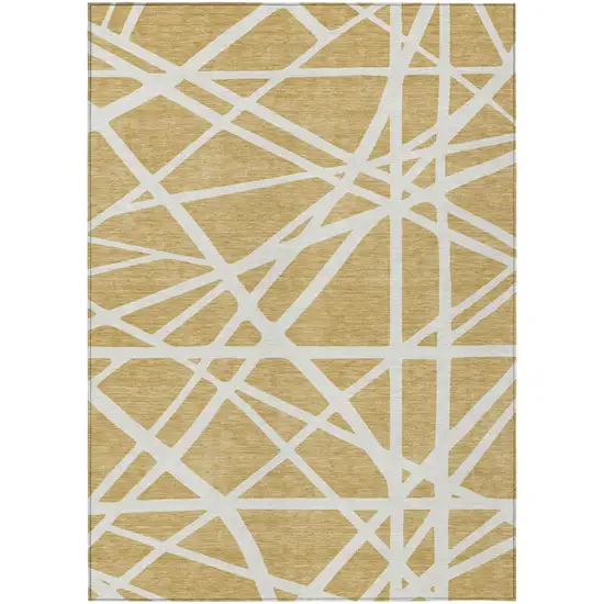 Gold And Ivory Geometric Washable Indoor Outdoor Area Rug Photo 2