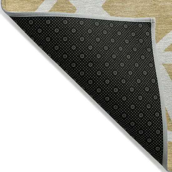 Gold And Ivory Geometric Washable Indoor Outdoor Area Rug Photo 4
