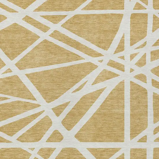 Gold And Ivory Geometric Washable Indoor Outdoor Area Rug Photo 6