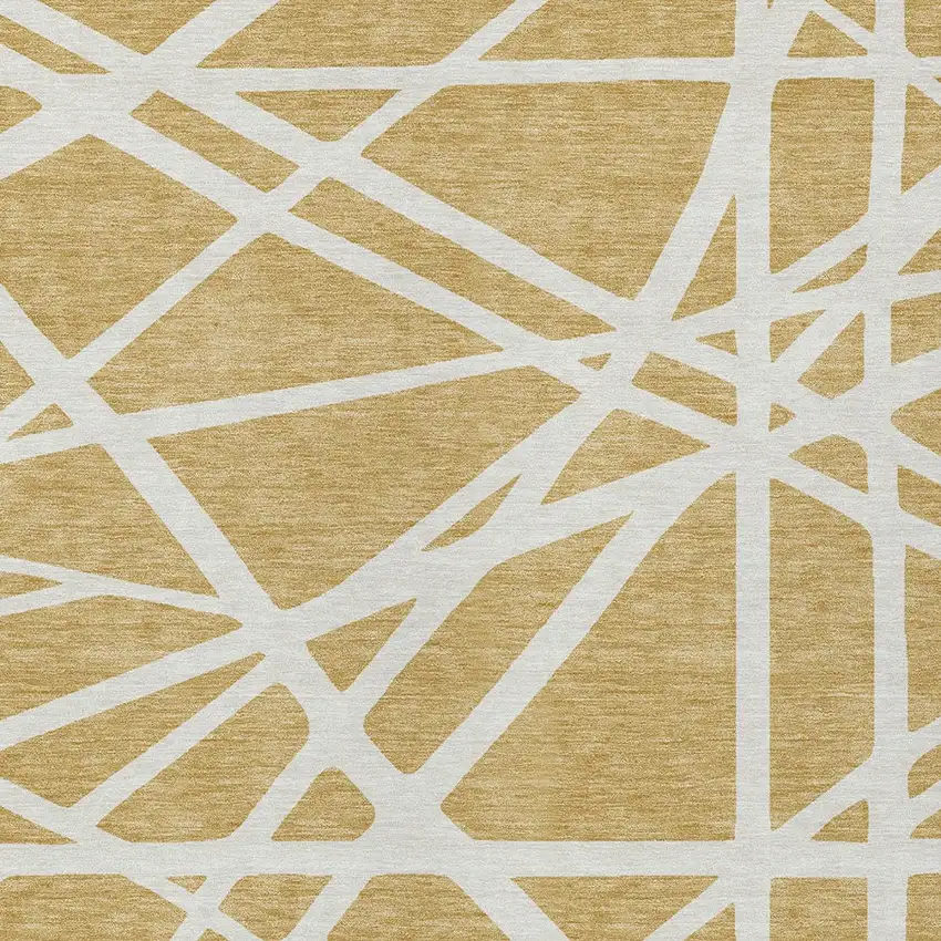 Gold And Ivory Geometric Washable Indoor Outdoor Area Rug Photo 6
