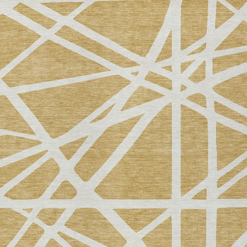 Gold And Ivory Geometric Washable Indoor Outdoor Area Rug Photo 6