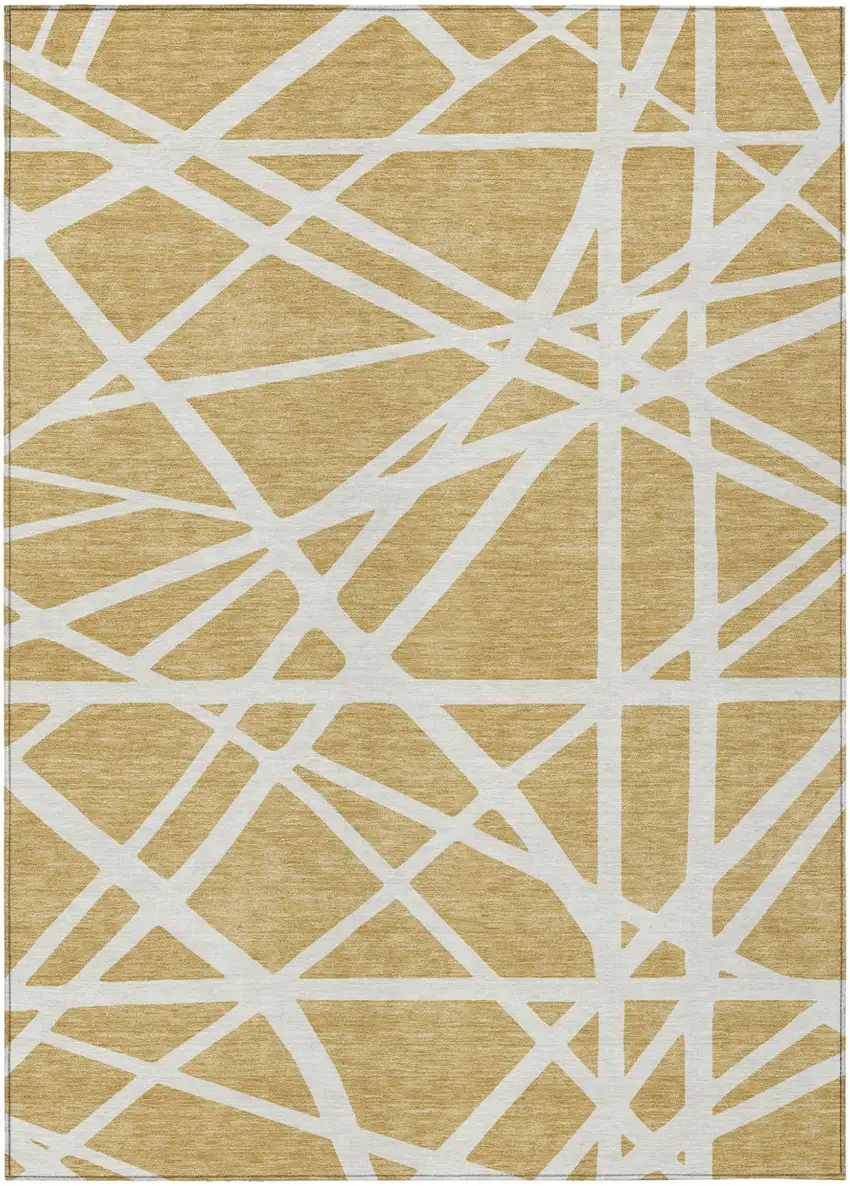 Gold And Ivory Geometric Washable Indoor Outdoor Area Rug Photo 2