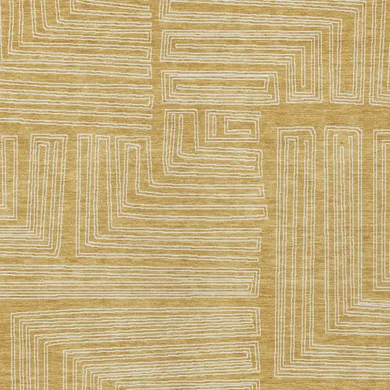 Gold And Ivory Geometric Washable Indoor Outdoor Area Rug Photo 5