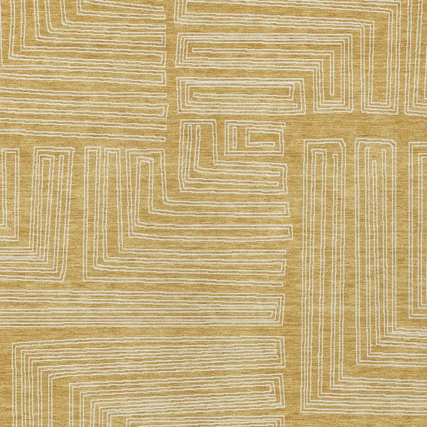Gold And Ivory Geometric Washable Indoor Outdoor Area Rug Photo 5
