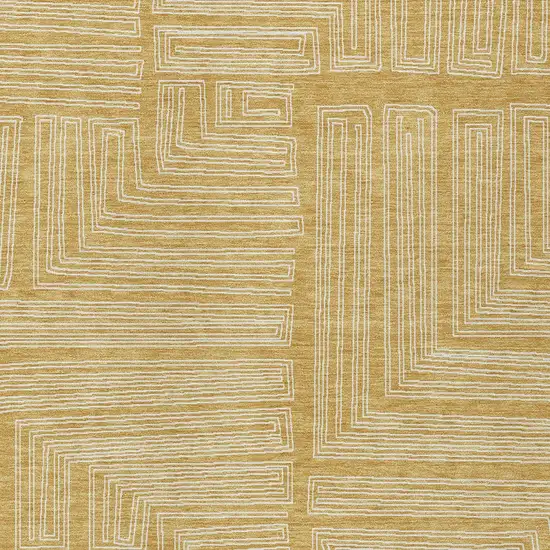Gold And Ivory Geometric Washable Indoor Outdoor Area Rug Photo 5