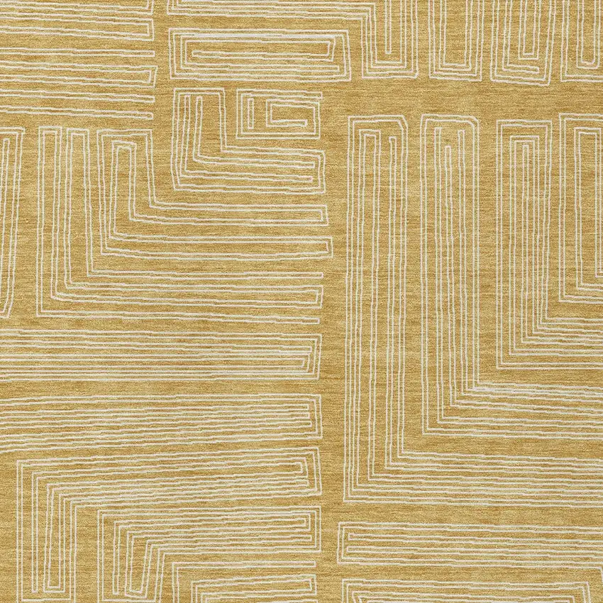Gold And Ivory Geometric Washable Indoor Outdoor Area Rug Photo 5