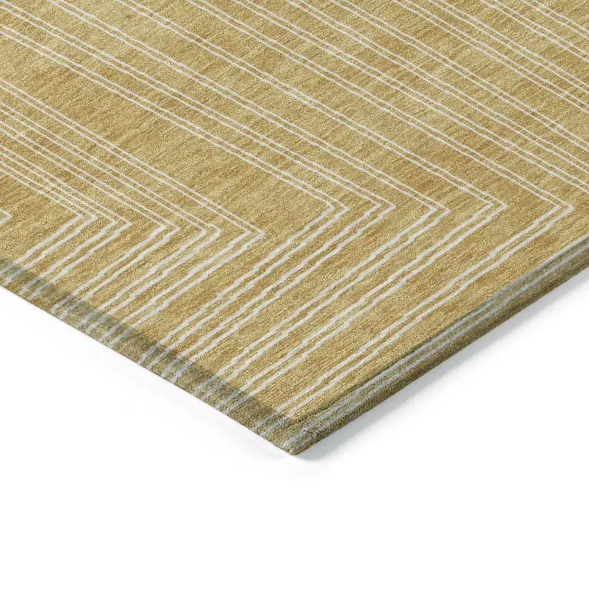 Gold And Ivory Geometric Washable Indoor Outdoor Area Rug Photo 4
