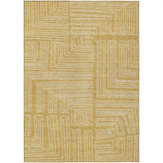 Gold And Ivory Geometric Washable Indoor Outdoor Area Rug Photo 2