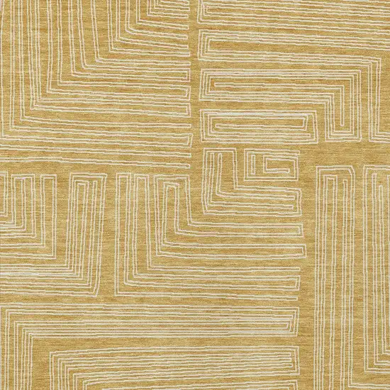 Gold And Ivory Geometric Washable Indoor Outdoor Area Rug Photo 5