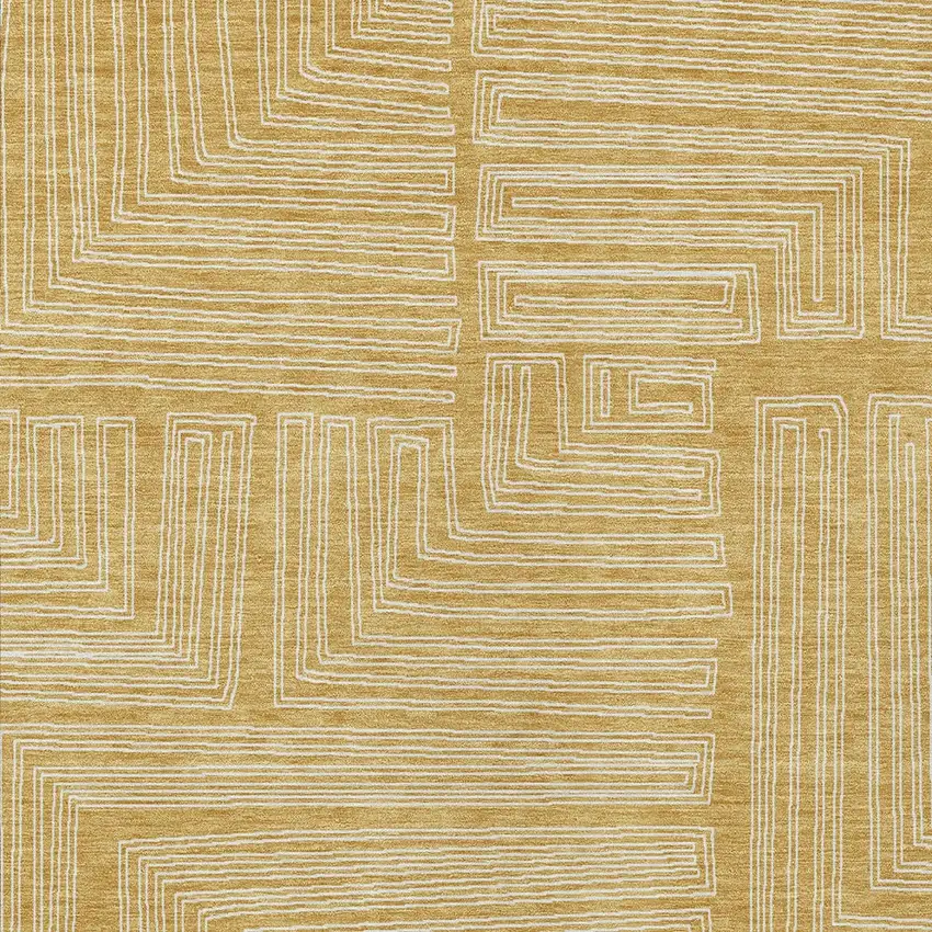 Gold And Ivory Geometric Washable Indoor Outdoor Area Rug Photo 5