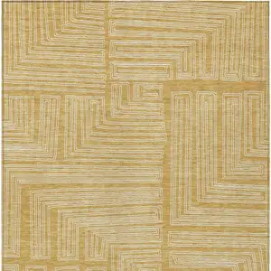 Photo of Gold And Ivory Geometric Washable Indoor Outdoor Area Rug