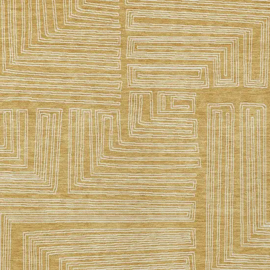 Gold And Ivory Geometric Washable Indoor Outdoor Area Rug Photo 5