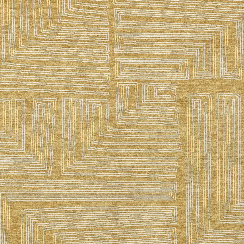 Gold And Ivory Geometric Washable Indoor Outdoor Area Rug Photo 5