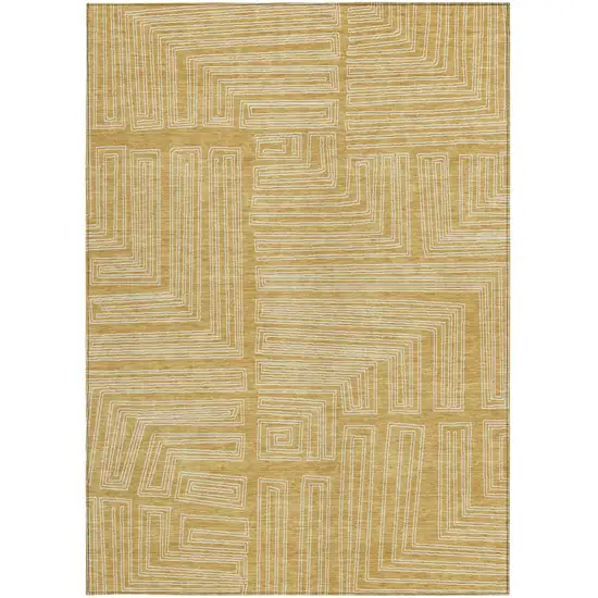 Gold And Ivory Geometric Washable Indoor Outdoor Area Rug Photo 6