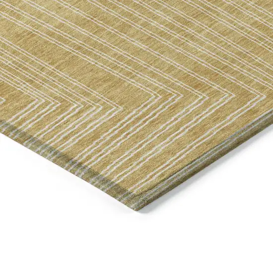 Gold And Ivory Geometric Washable Indoor Outdoor Area Rug Photo 4