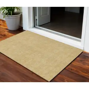 Photo of Gold And Ivory Geometric Washable Indoor Outdoor Area Rug