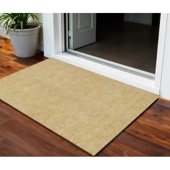 Gold And Ivory Geometric Washable Indoor Outdoor Area Rug Photo 1