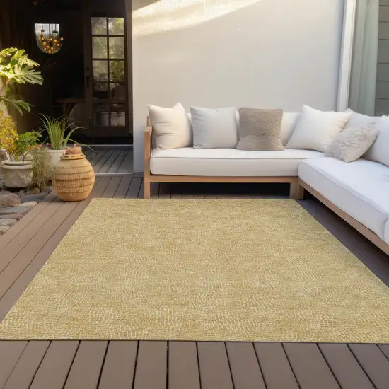 Gold And Ivory Geometric Washable Indoor Outdoor Area Rug Photo 9