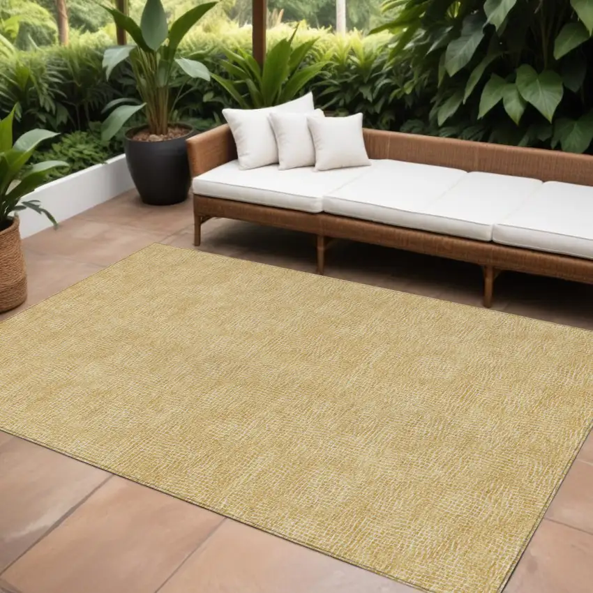 Gold And Ivory Geometric Washable Indoor Outdoor Area Rug Photo 1
