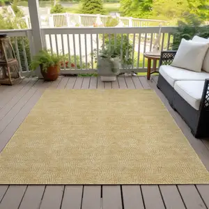 Photo of Gold And Ivory Geometric Washable Indoor Outdoor Area Rug