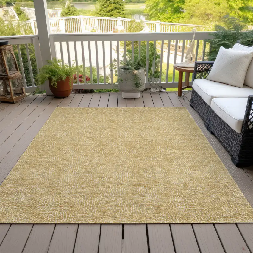 Gold And Ivory Geometric Washable Indoor Outdoor Area Rug Photo 6