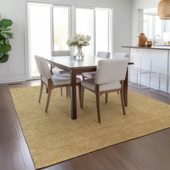 Gold And Ivory Geometric Washable Indoor Outdoor Area Rug Photo 8
