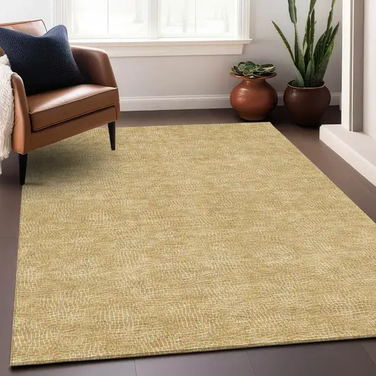 Gold And Ivory Geometric Washable Indoor Outdoor Area Rug Photo 7