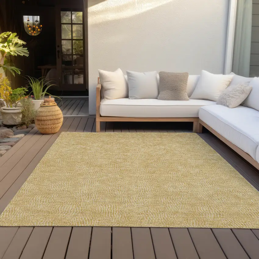 Gold And Ivory Geometric Washable Indoor Outdoor Area Rug Photo 9