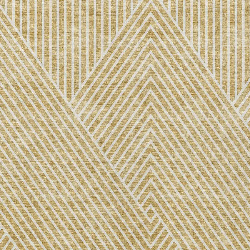 Gold And Ivory Geometric Washable Indoor Outdoor Area Rug Photo 6